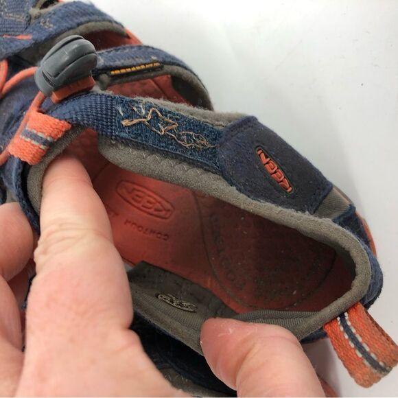 Keen Sandals Boys Size 3 Navy Blue Orange Waterproof - Picture 7 of 9